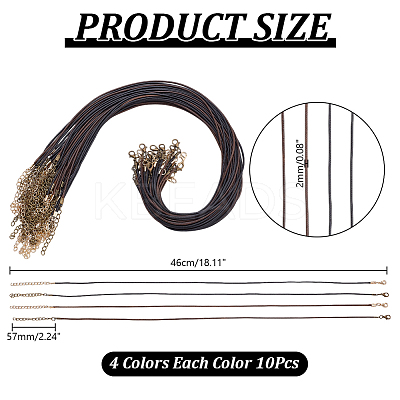 40Pcs 4 Colors Round Waxed Cord Necklace Making NJEW-AR0001-06-1