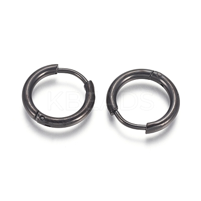 304 Stainless Steel Huggie Hoop Earrings EJEW-F111A-14mm-B-1