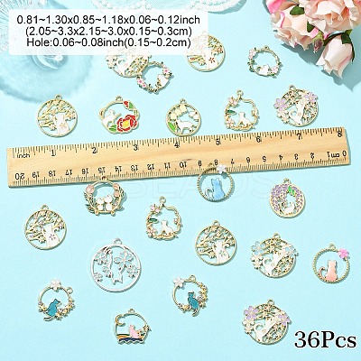 36Pcs 18 Styles Alloy Enamel Pendants ENAM-YW0005-12-1