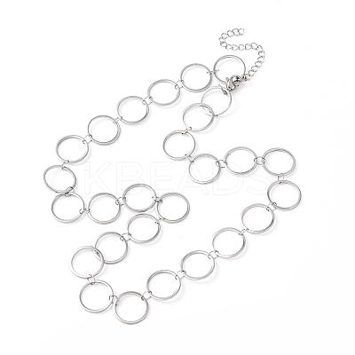 304 Stainless Steel 14MM Ring Link Chain Necklaces NJEW-P343-01D-P-1
