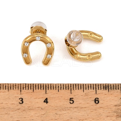 304 Stainless Steel Pave Cubic Zirconia Stud Earrings for Women SA-CBAF36C-03G-1
