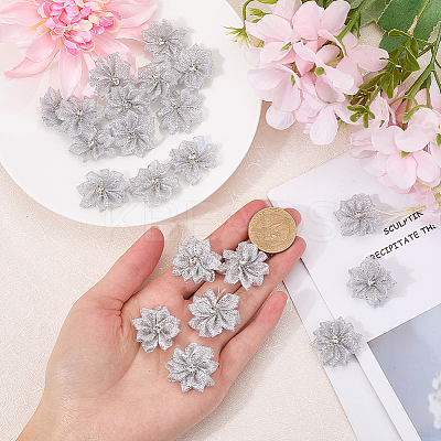 Polyester Rhinestones Flower for Ornament Appliques DIY Wedding FIND-WH20001-76C-1