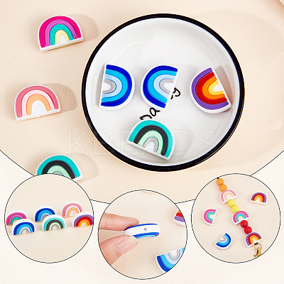 10Pcs 5 Colors Food Grade Eco-Friendly Silicone Focal Beads SIL-SC0001-06-1