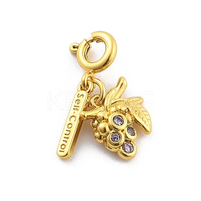Brass Rhinestone Fruits Pendant Decoration HJEW-P020-01F-G-1