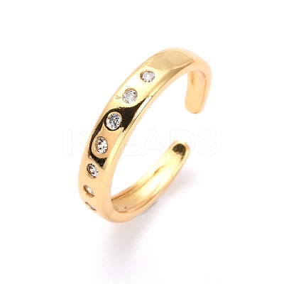 Brass Micro Pave Clear Cubic Zirconia Cuff Rings RJEW-O046-07G-1