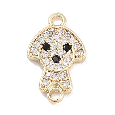 Brass Pave Clear & Black Cubic Zirconia Pet Puppy Connector Charms KK-Z061-01G-02-1