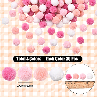 120Pcs 4 Colors Polyester Pompom Ball FIND-SC0019-66A-1