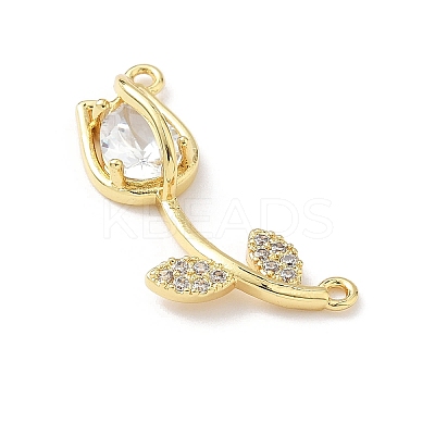 Brass Micro Pave Clear Cubic Zirconia Pendants KK-B141-02G-1