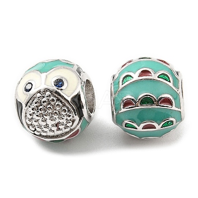Rack Plating Brass Micro Pave Cubic Zirconia European Beads KK-M247-15P-1