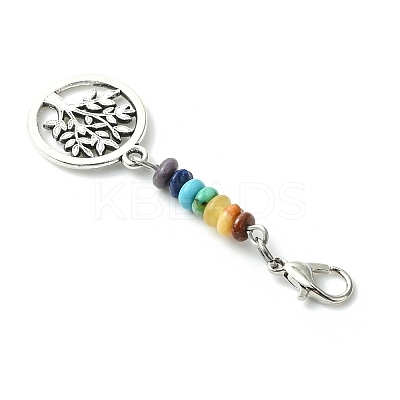 Alloy Tree of Life Pendant Decorations HJEW-JM01383-02-1