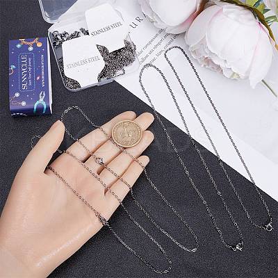 20Pcs 304 Stainless Steel Flat Cable Chain Necklaces Set NJEW-SC0001-28-1