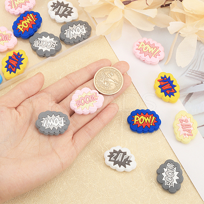 18Pcs 9 Style Cloud with Word Food Grade Eco-Friendly Silicone Focal Beads SIL-CA0002-76-1