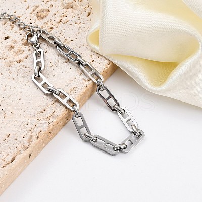 304 Stainless Steel Mariner Link Chains Bracelets BJEW-K265-05P-1