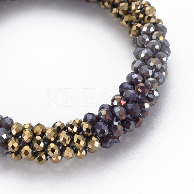 Crochet Glass Beads Braided Stretch Bracelet BJEW-T016-08H-1
