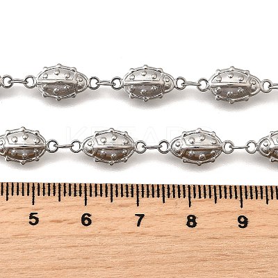 304 Stainless Steel Ladybug Link Chain Necklaces for Women Men NJEW-K249-21B-P-1