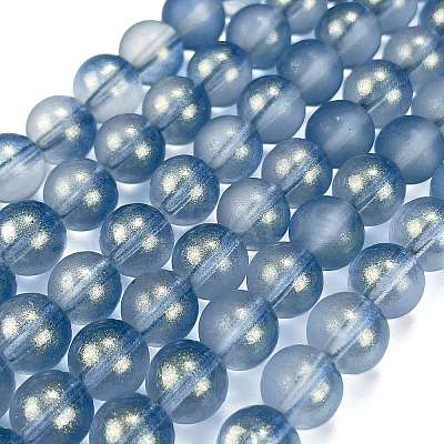 Frosted Transparent Glass Bead Strands X1-GLAA-P065-8mm-10-1