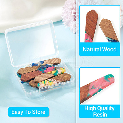 12Pcs 6 Colors Resin and Walnut Pendants FIND-TA0006-36D-1