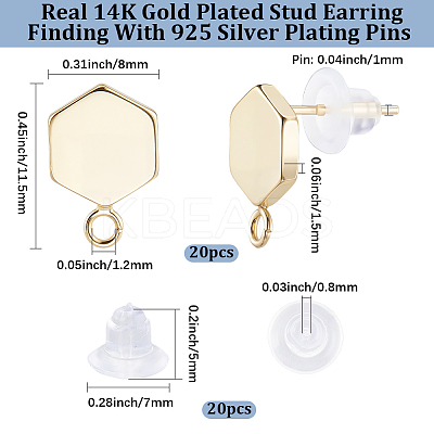 Brass Stud Earring Findings KK-BBC0028-29A-1