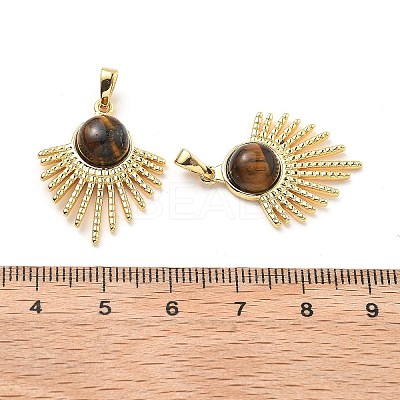Brass Tiger Eye Pendants KK-B129-09G-1