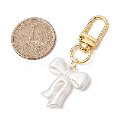 2Pcs Flower & Bowknot Plastic Imitation Pearl Pendant Decorations HJEW-JM02558-1