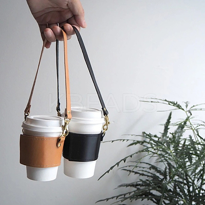 PU Leather Heat Resistant Reusable Cup Sleeve AJEW-WR0001-87B-1