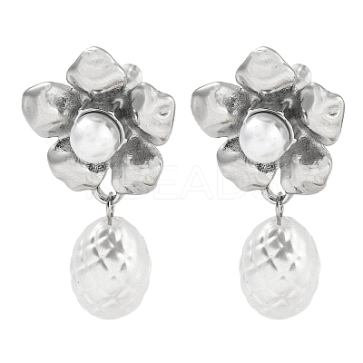 304 Stainless Steel Flower Stud Earrings EJEW-M233-01P-1