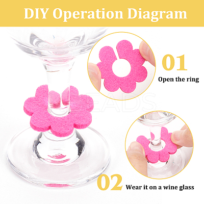 24Pcs 24 Styles Felt Wine Glass Charms AJEW-BC0004-23-1