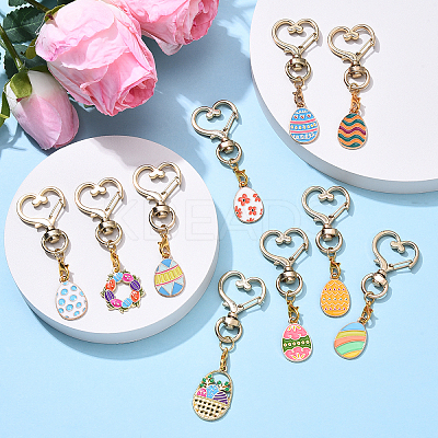 10Pcs Easter Egg Alloy Enamel Pendant Decoreations HJEW-YW00088-1