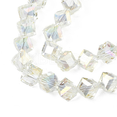Electroplate Transparent Glass Beads Strands EGLA-N002-29-C04-1