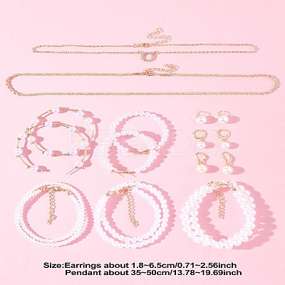 Plastic Imitation Pearl & Shell Pearl Earrings SJEW-FS0001-02-1