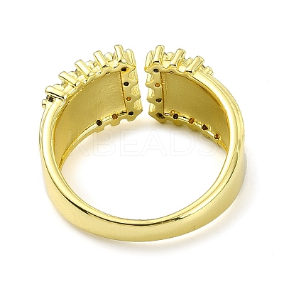 Brass with Cubic Zirconia Open Cuff Ring RJEW-B051-25G-1