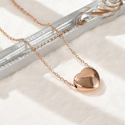 304 Stainless Steel Heart Pendant Cable Chain Necklaces for Women NJEW-Z055-03RG-1