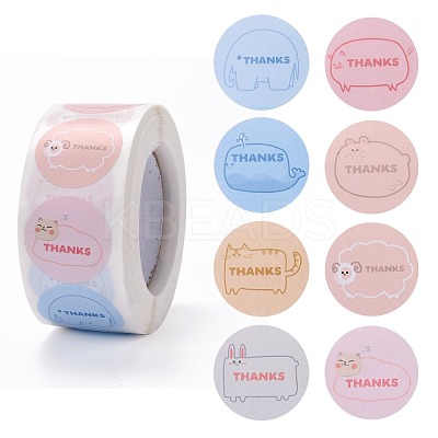 Flat Round Paper Thank You Stickers DIY-C042-12G-1