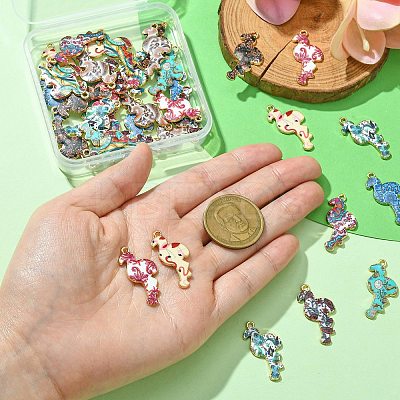 40Pcs 10 Styles Printed Alloy Pendants FIND-CJ0001-96-1