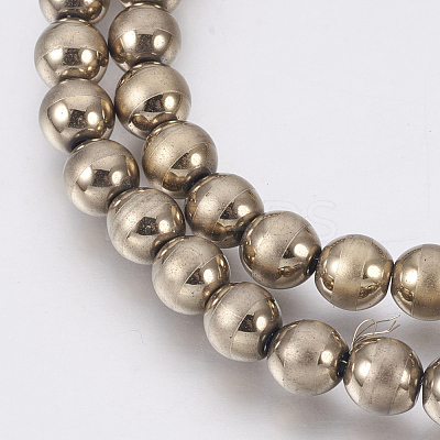 Electroplate Non-Magnetic Synthetic Hematite Beads Strands G-F585-D-6mm-1