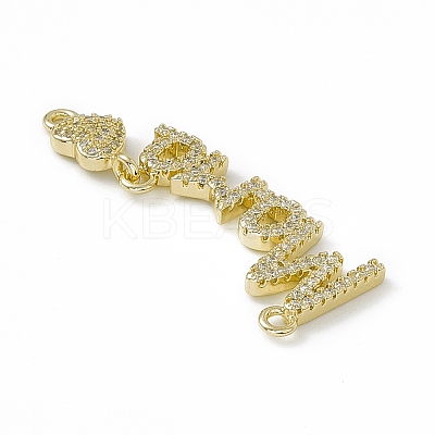 Rack Plating Brass Micro Pave Clear Cubic Zirconia Connector Charms ZIRC-F130-13G-1