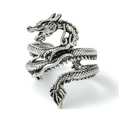 Dragon Alloy Wrap Open Cuff Rings RJEW-K275-21AS-1