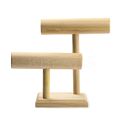2-Tier Wood T Bar Bracelet Display Stands BDIS-F005-02A-1