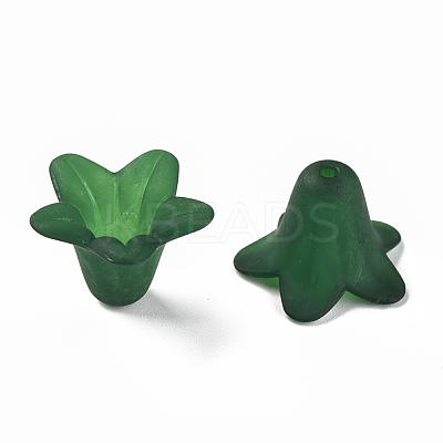 Teal Frosted Transparent Acrylic Flower Beads X-PLF018-09-1