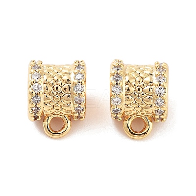 Brass Micro Pave Clear Cubic Zirconia Tube Bails KK-S394-06A-1