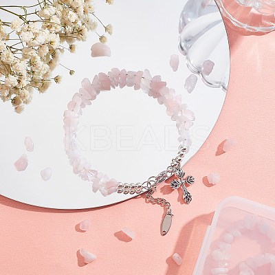 3 Strand Natural Rose Quartz Chip Bead Strands G-BC0001-23-1