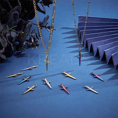 18Pcs 3 Colors 304 Stainless Steel Pendants STAS-UN0042-22-1