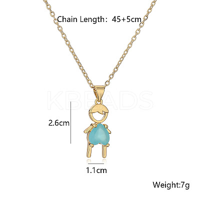 Boy Brass Pave Cubic Zirconia Pendant Necklaces FS-WGEF7B2-01-1
