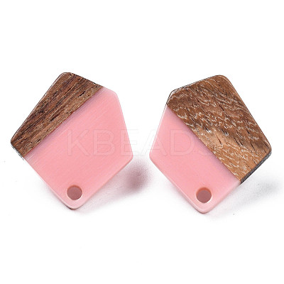 Resin & Walnut Wood Stud Earring Findings MAK-N032-022A-1