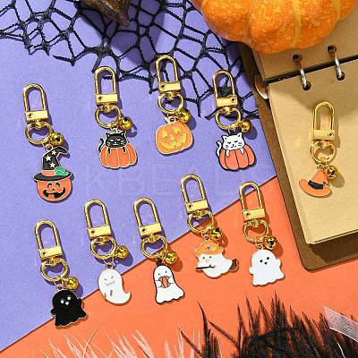 Halloween Theme Alloy Enamel Pendant Decorations HJEW-JM00981-1