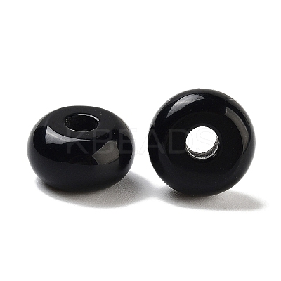 Natural Black Obsidian European Beads G-C134-04A-1