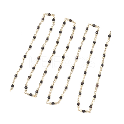 Natural Agate Beaded Round Link Chains AJEW-JB01533-02-1