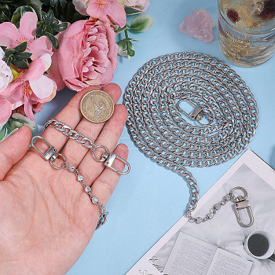2Pcs 304 Stainless Steel Cuban Link Mobile Chains HJEW-PH02155-1