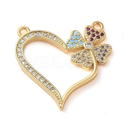 Brass Micro Pave Colorful Cubic Zirconia Connector Charms KK-G483-10G-1