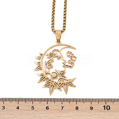 Gothic 201 Stainless Steel Hollow Moon Woman Pendant Necklaces LS-NJEW-K283-04G-1